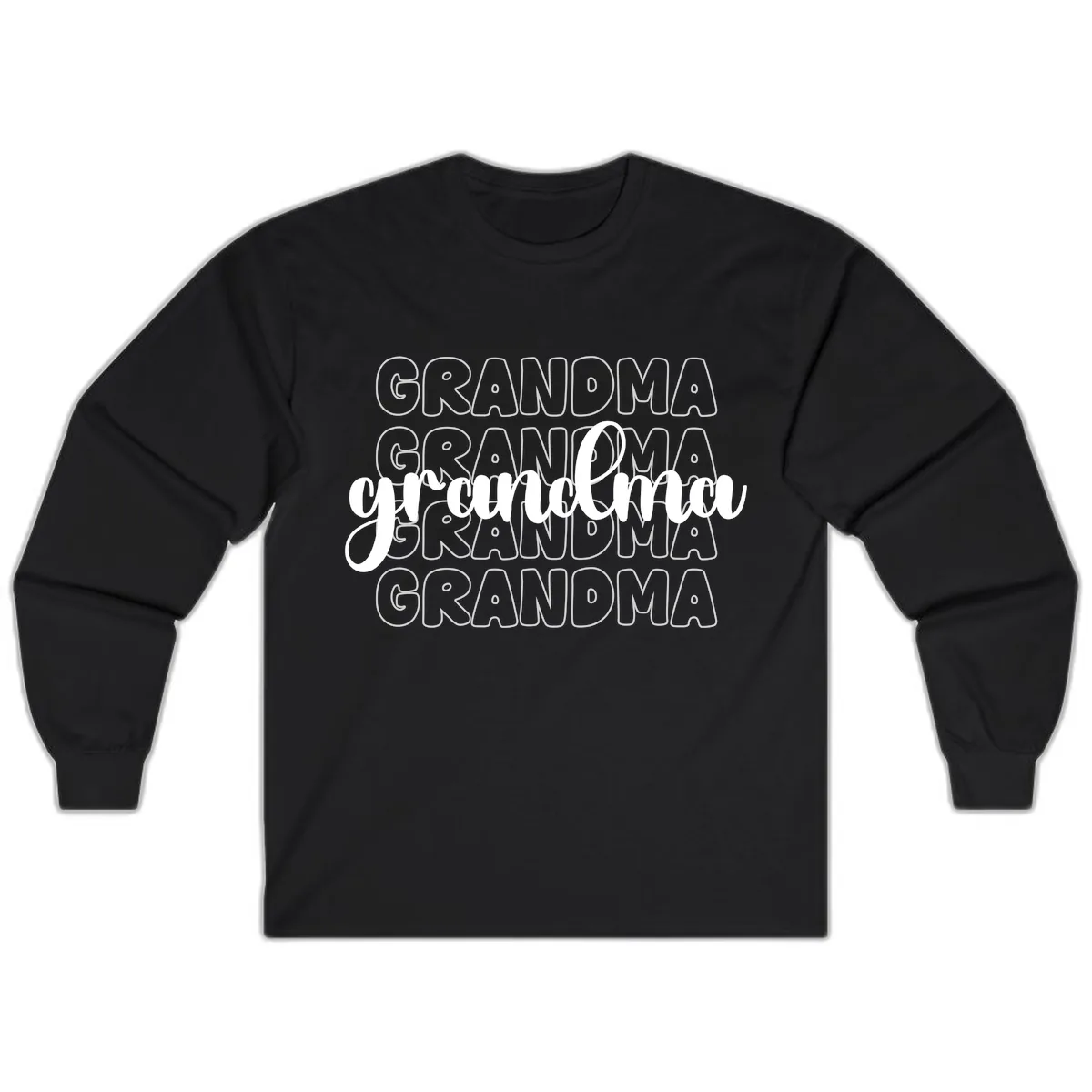 Grandma Repeating Text Design Long Sleeve in Black