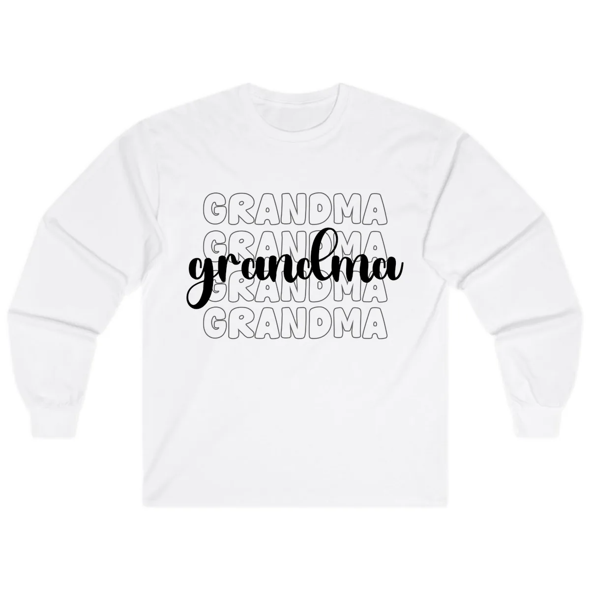 Grandma Repeating Text Design Long Sleeve in White