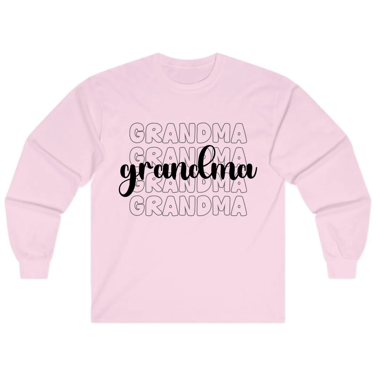 Grandma Repeating Text Design Long Sleeve in Light Pink