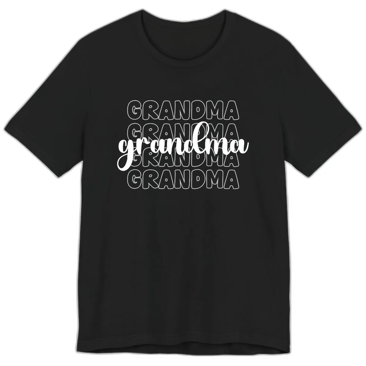 Grandma Repeating Text Design Premium T-Shirt in Black