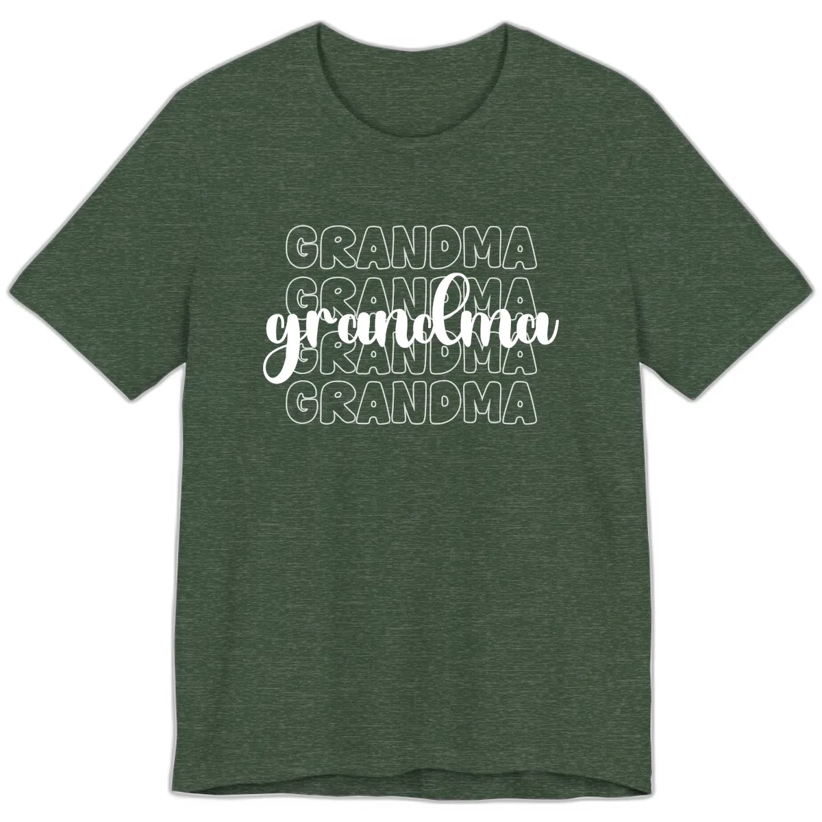 Grandma Repeating Text Design Premium T-Shirt in Heather Forest