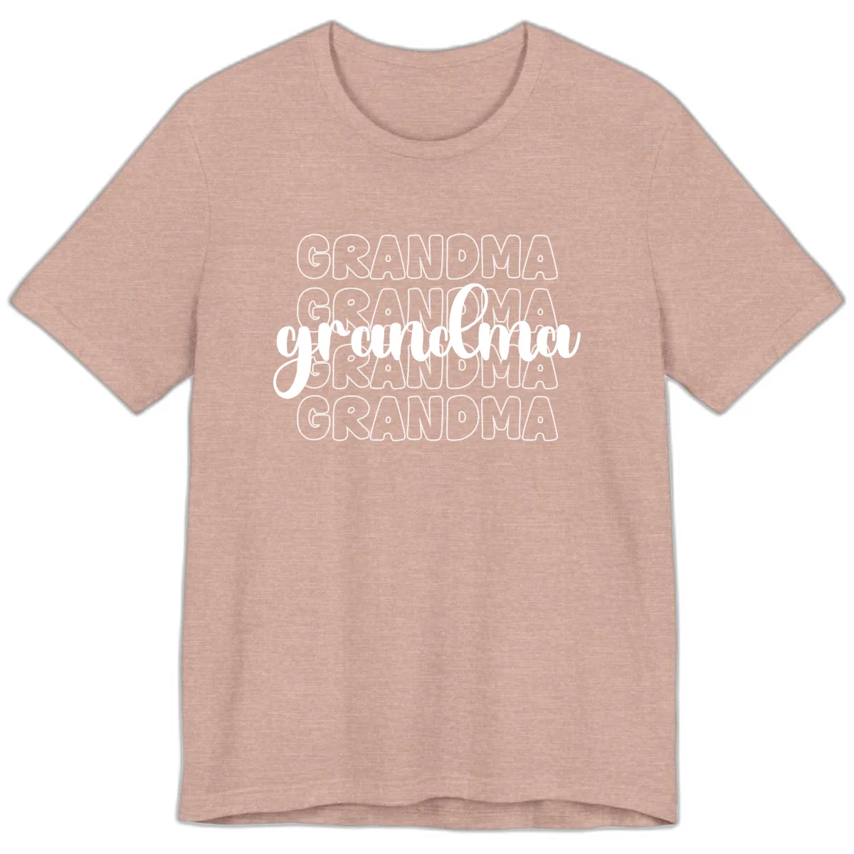 Grandma Repeating Text Design Premium T-Shirt in Heather Prism Peach