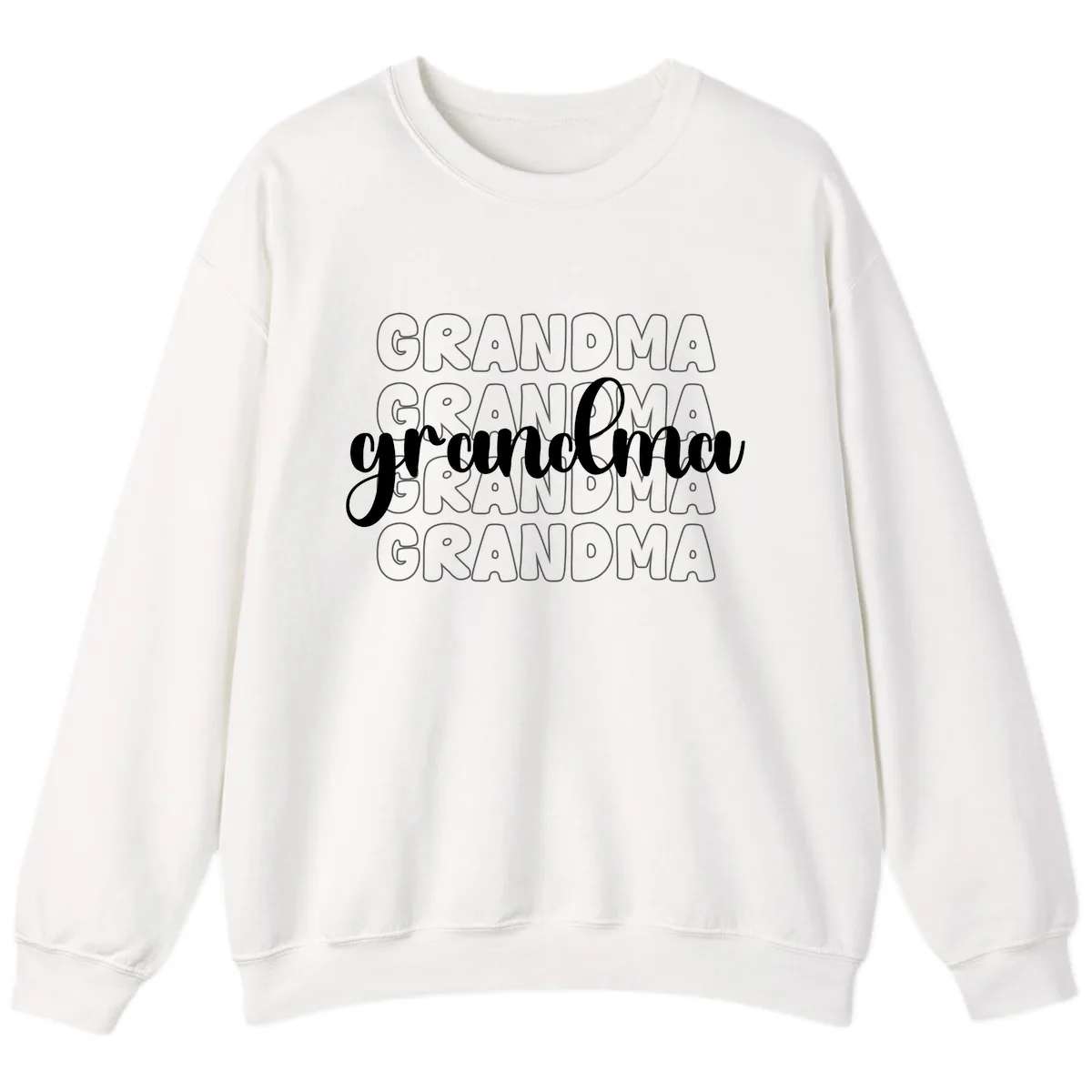Grandma Repeating Text Design Sweatshirt in White