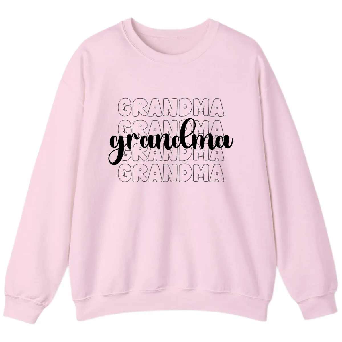 Grandma Repeating Text Design Sweatshirt in Light Pink