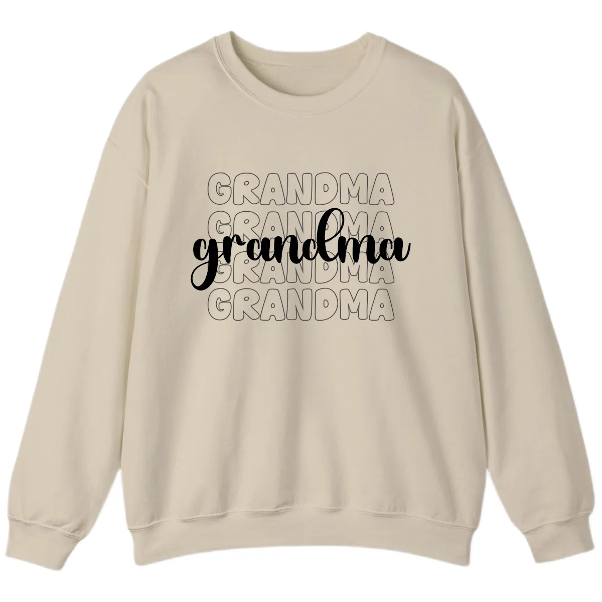 Grandma Repeating Text Design Sweatshirt in Sand