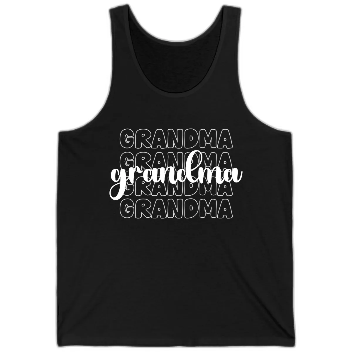 Grandma Repeating Text Design Tank in Black