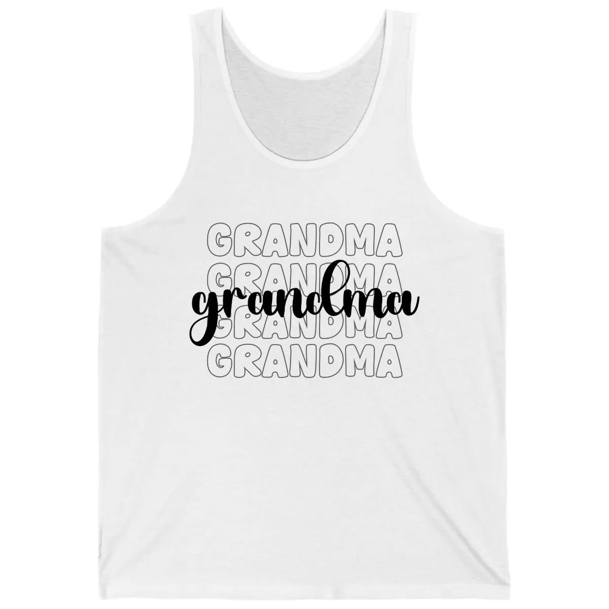 Grandma Repeating Text Design Tank in White