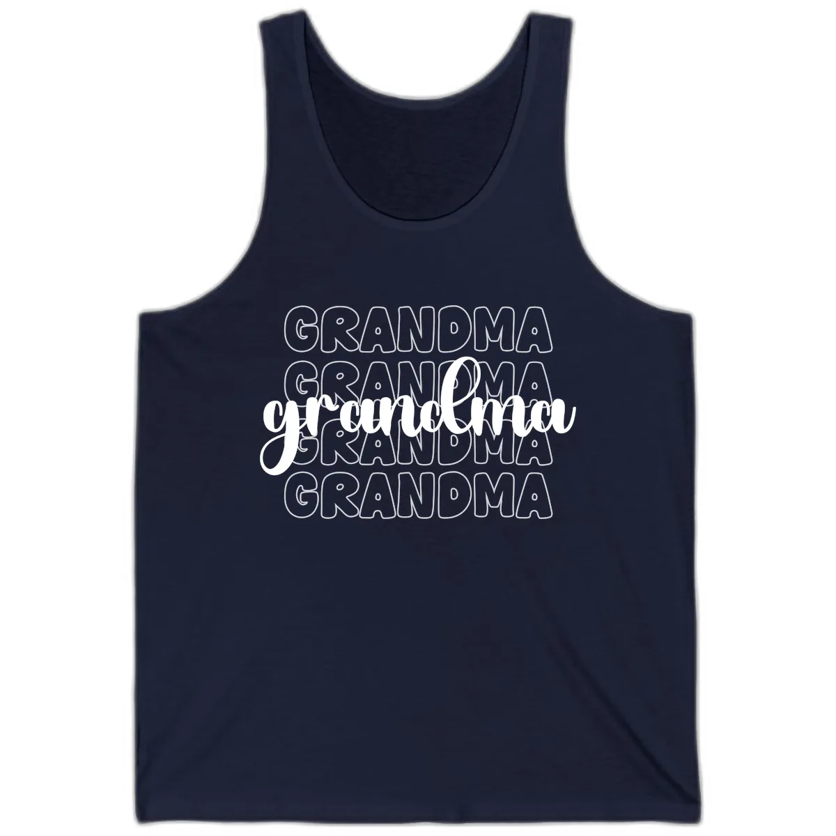 Grandma Repeating Text Design Tank in Navy