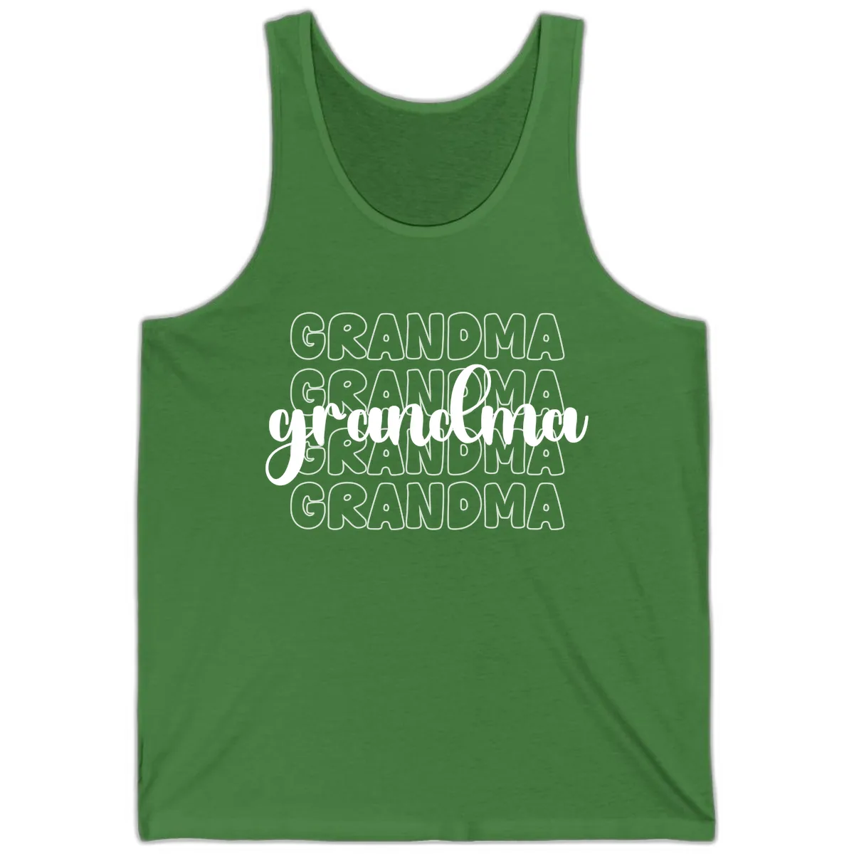 Grandma Repeating Text Design Tank in Leaf