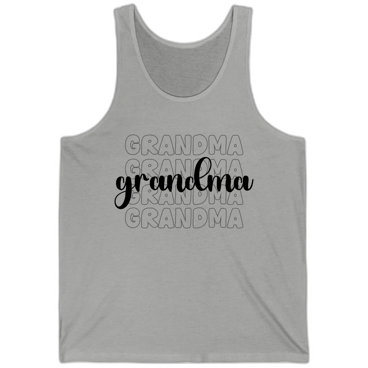 Grandma Repeating Text Design Tank in Athletic Heather
