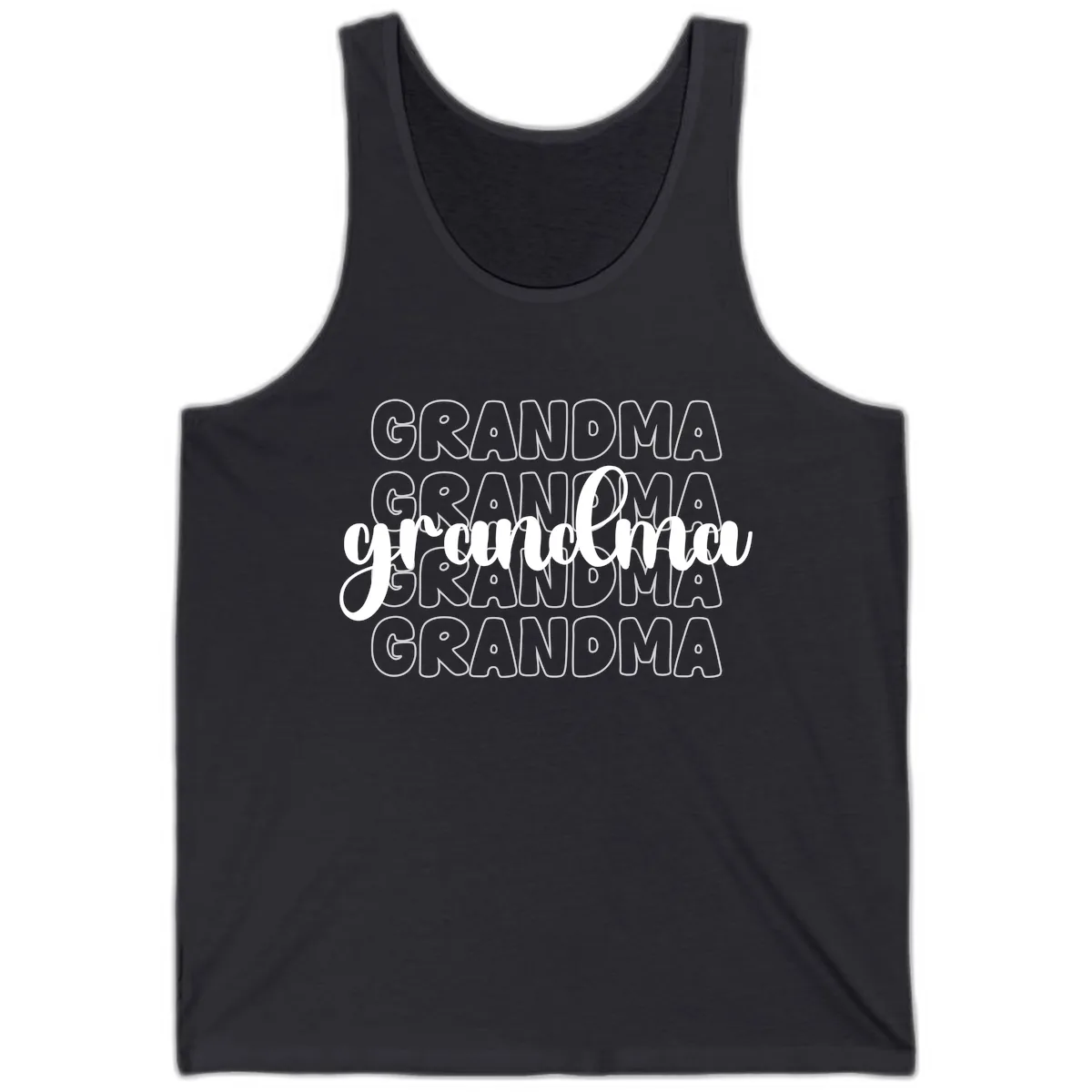 Grandma Repeating Text Design Tank in Dark Grey