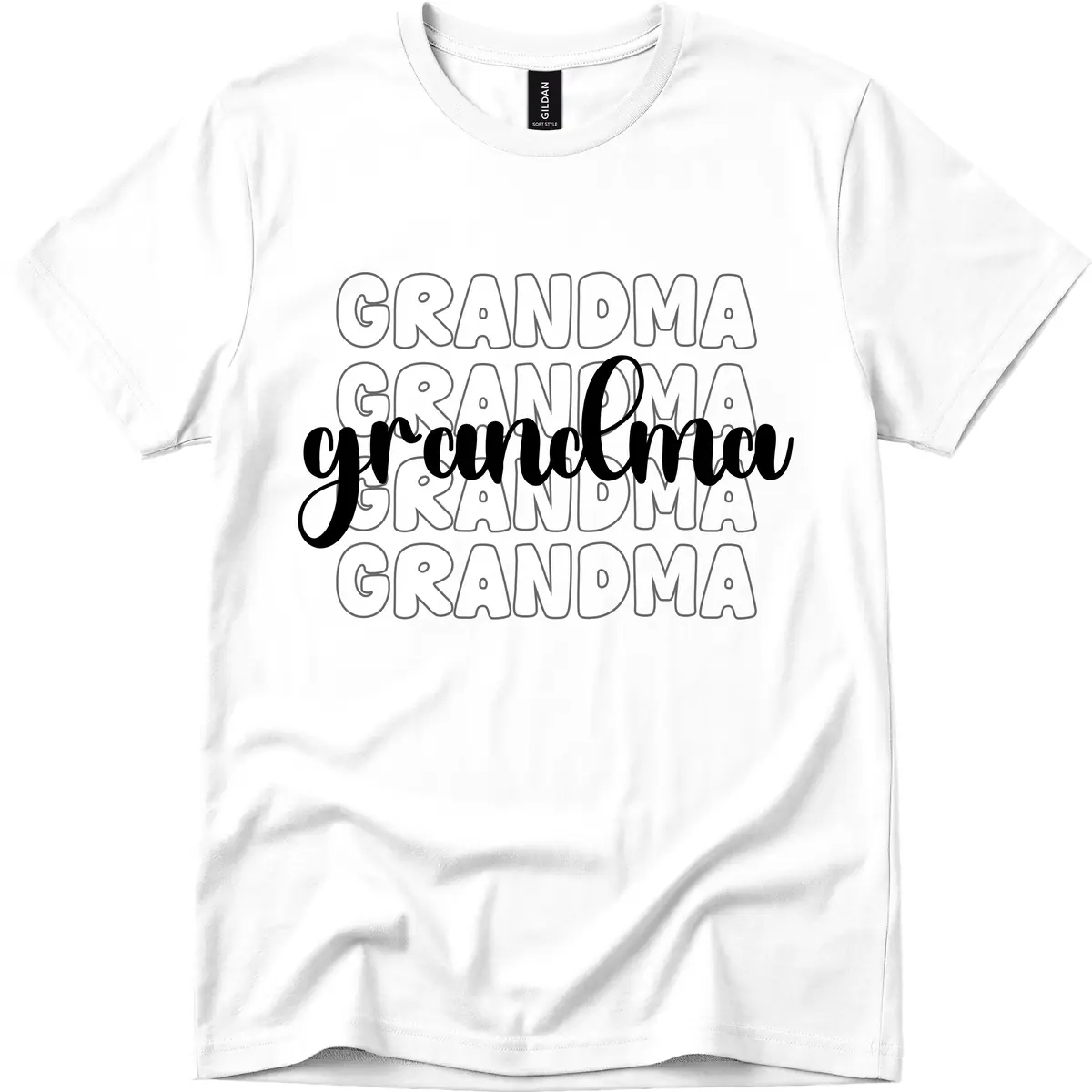 Grandma Repeating Text Design T-Shirt in White
