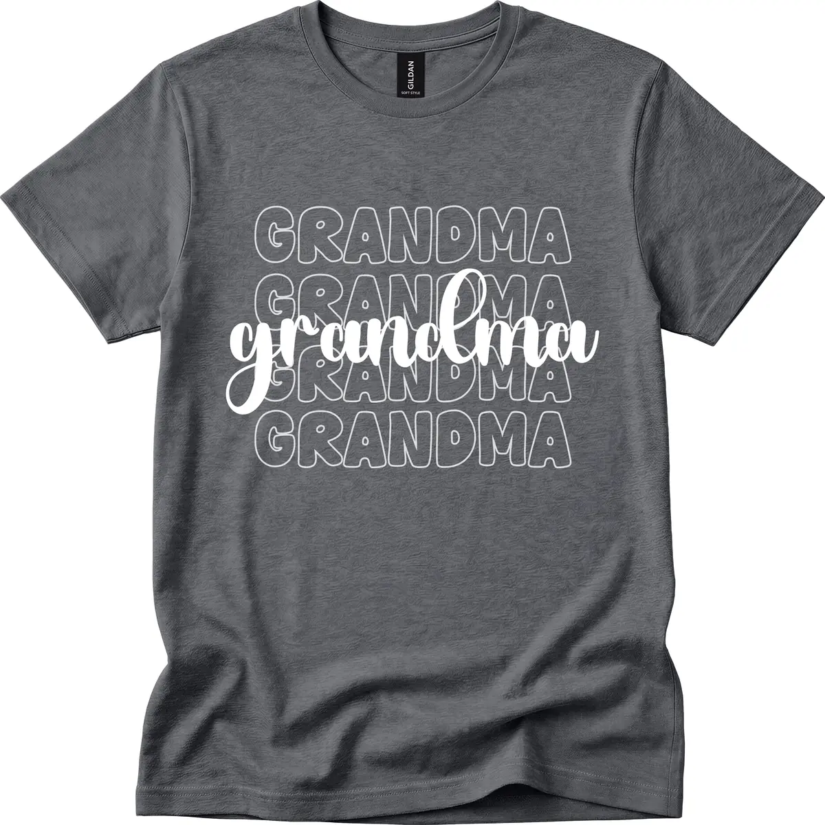 Grandma Repeating Text Design T-Shirt in Dark Heather