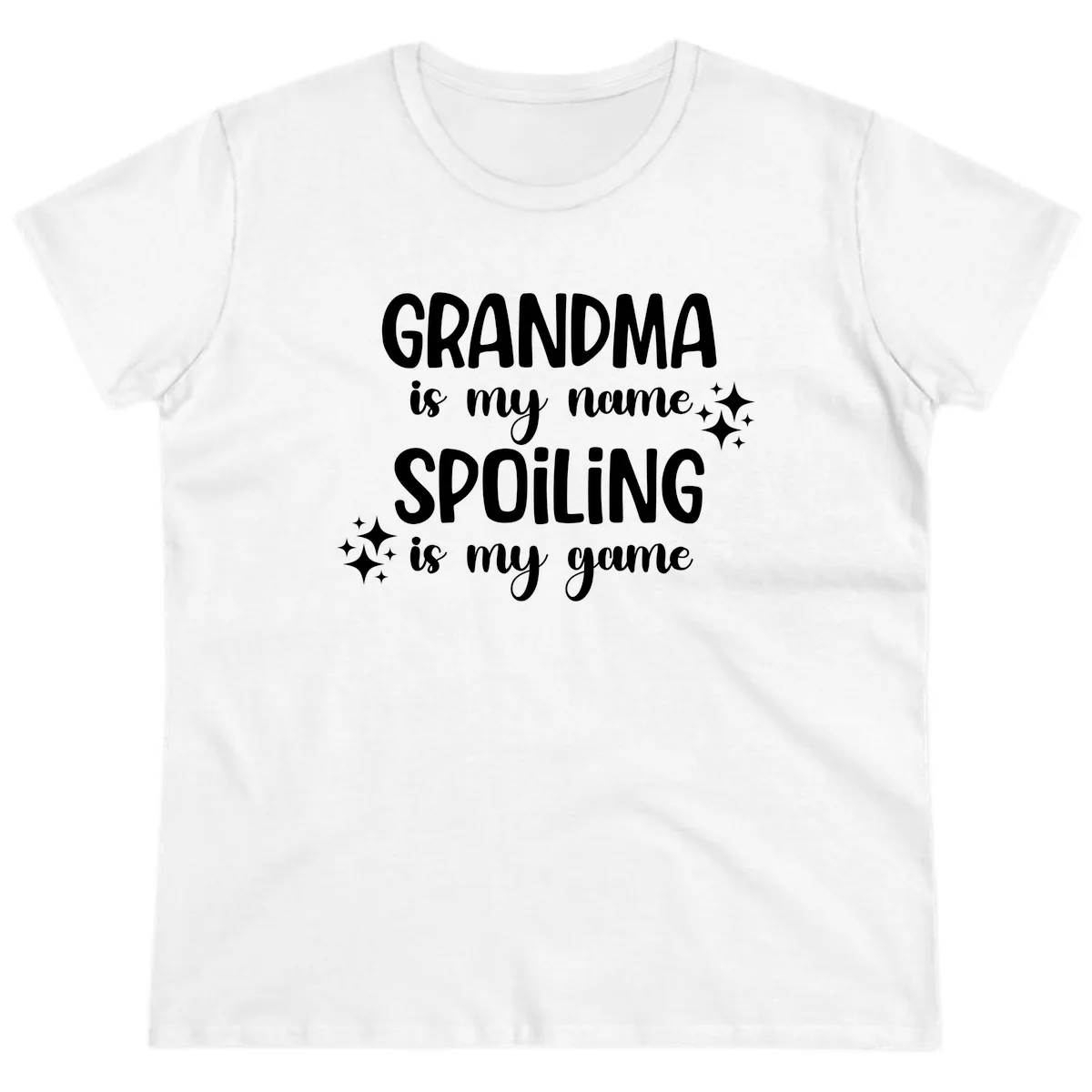 Grandma Is My Name Spoiling Is My Game Ladies Tee in White