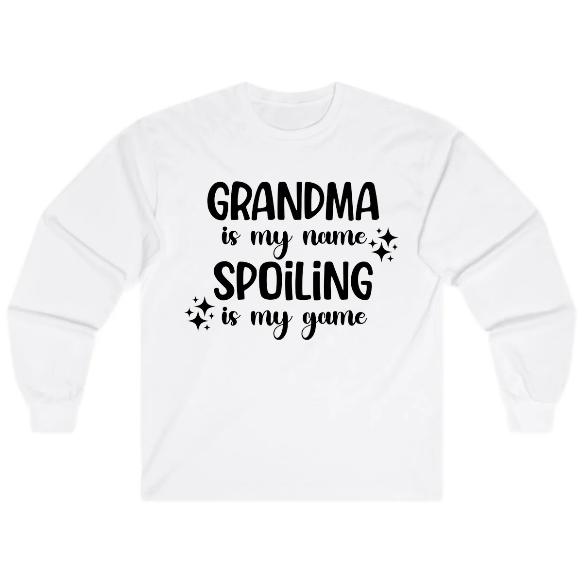 Grandma Is My Name Spoiling Is My Game Long Sleeve in White