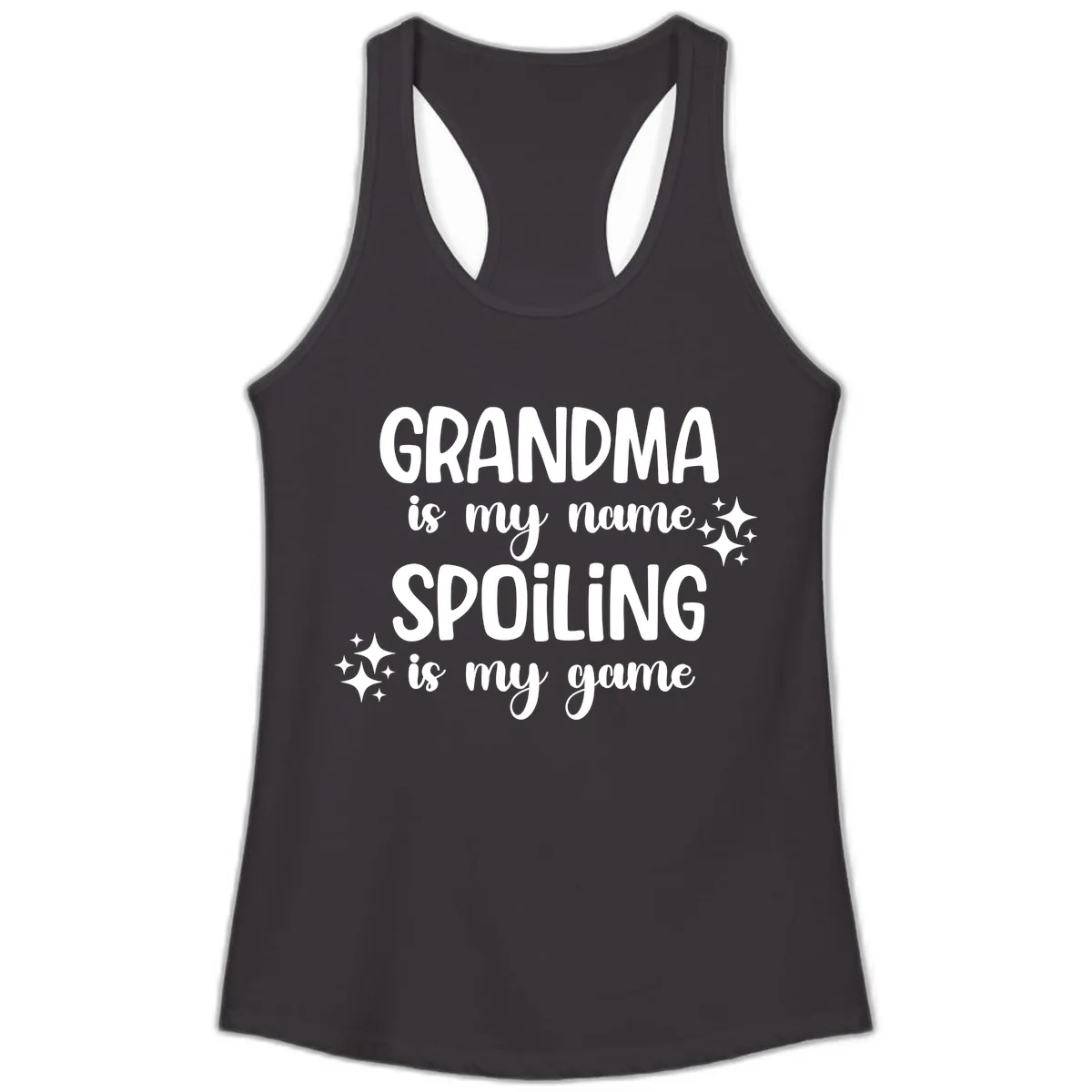 Grandma Is My Name Spoiling Is My Game Ladies Tank in Black