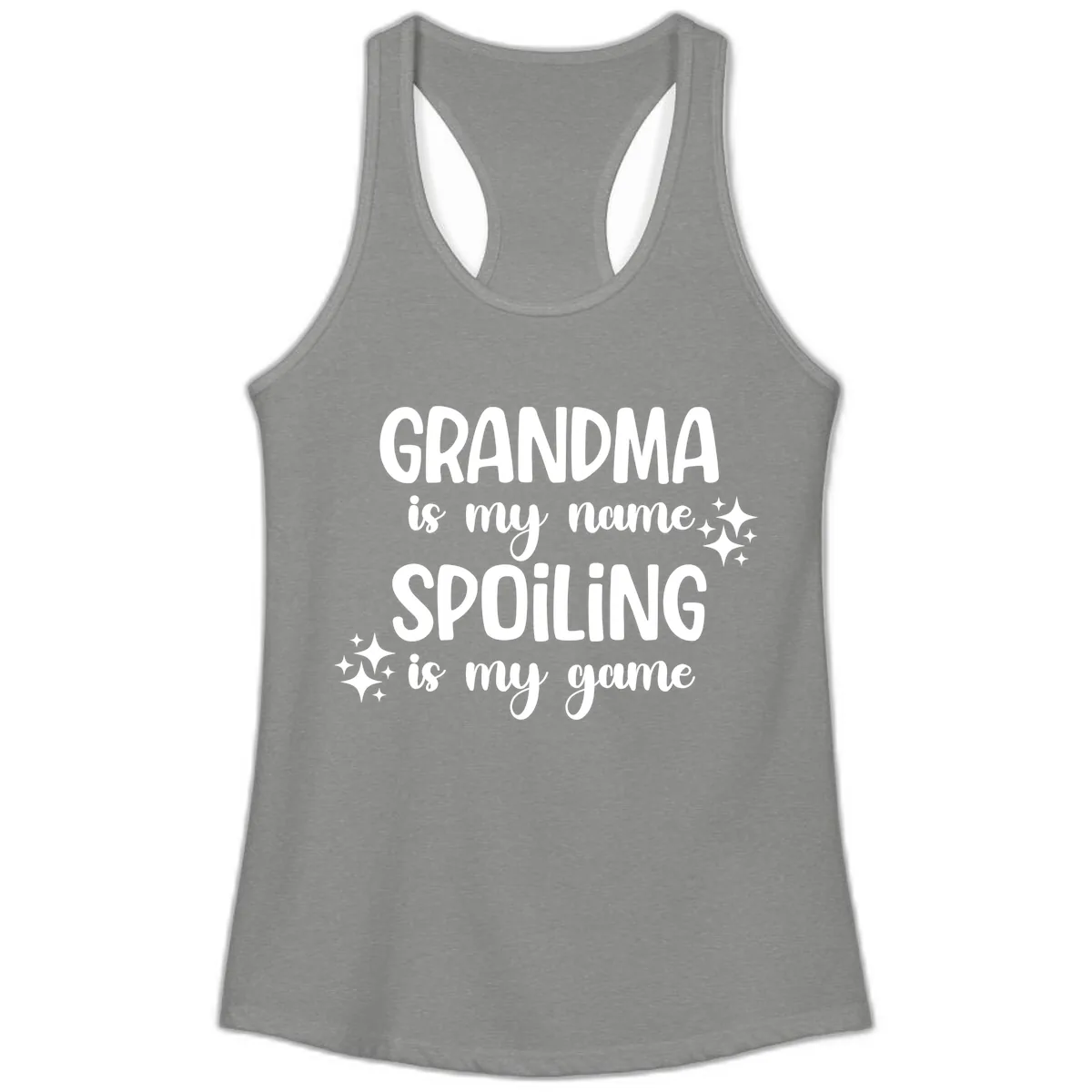 Grandma Is My Name Spoiling Is My Game Ladies Tank in Heather Grey