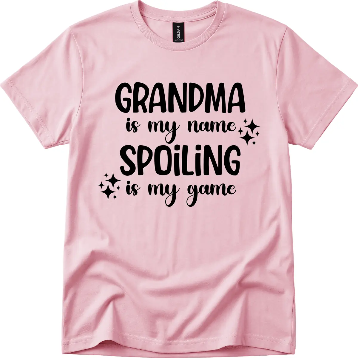 Grandma Is My Name Spoiling Is My Game T-Shirt in Light Pink
