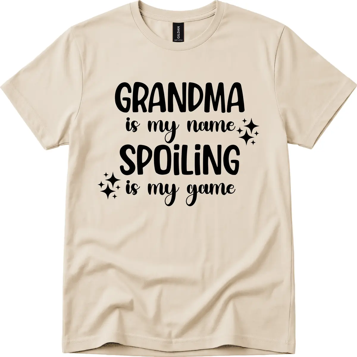 Grandma Is My Name Spoiling Is My Game T-Shirt in Sand