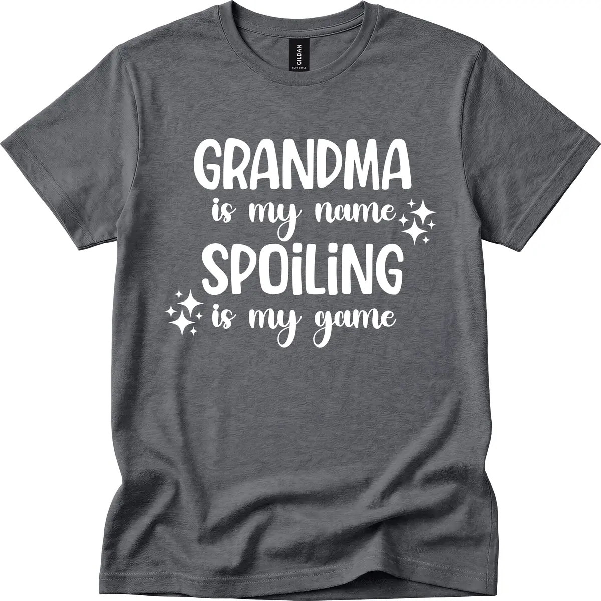 Grandma Is My Name Spoiling Is My Game T-Shirt in Dark Heather