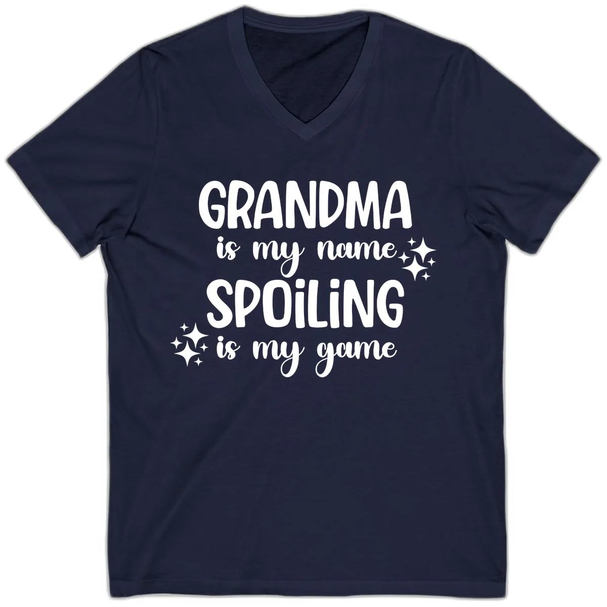 Grandma Is My Name Spoiling Is My Game V-Neck in Navy
