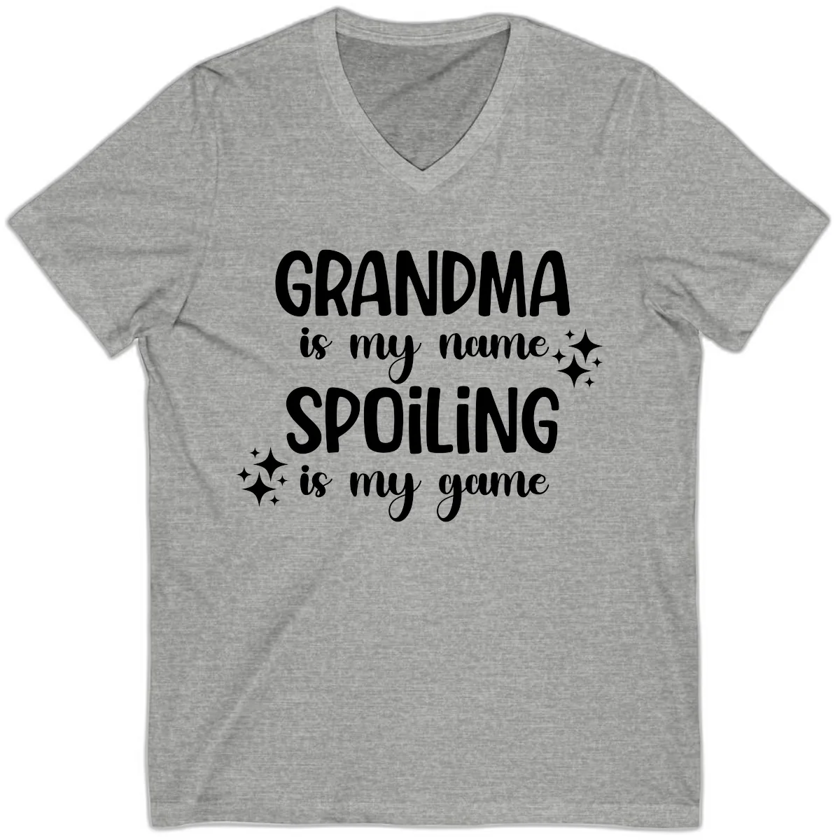 Grandma Is My Name Spoiling Is My Game V-Neck in Athletic Heather