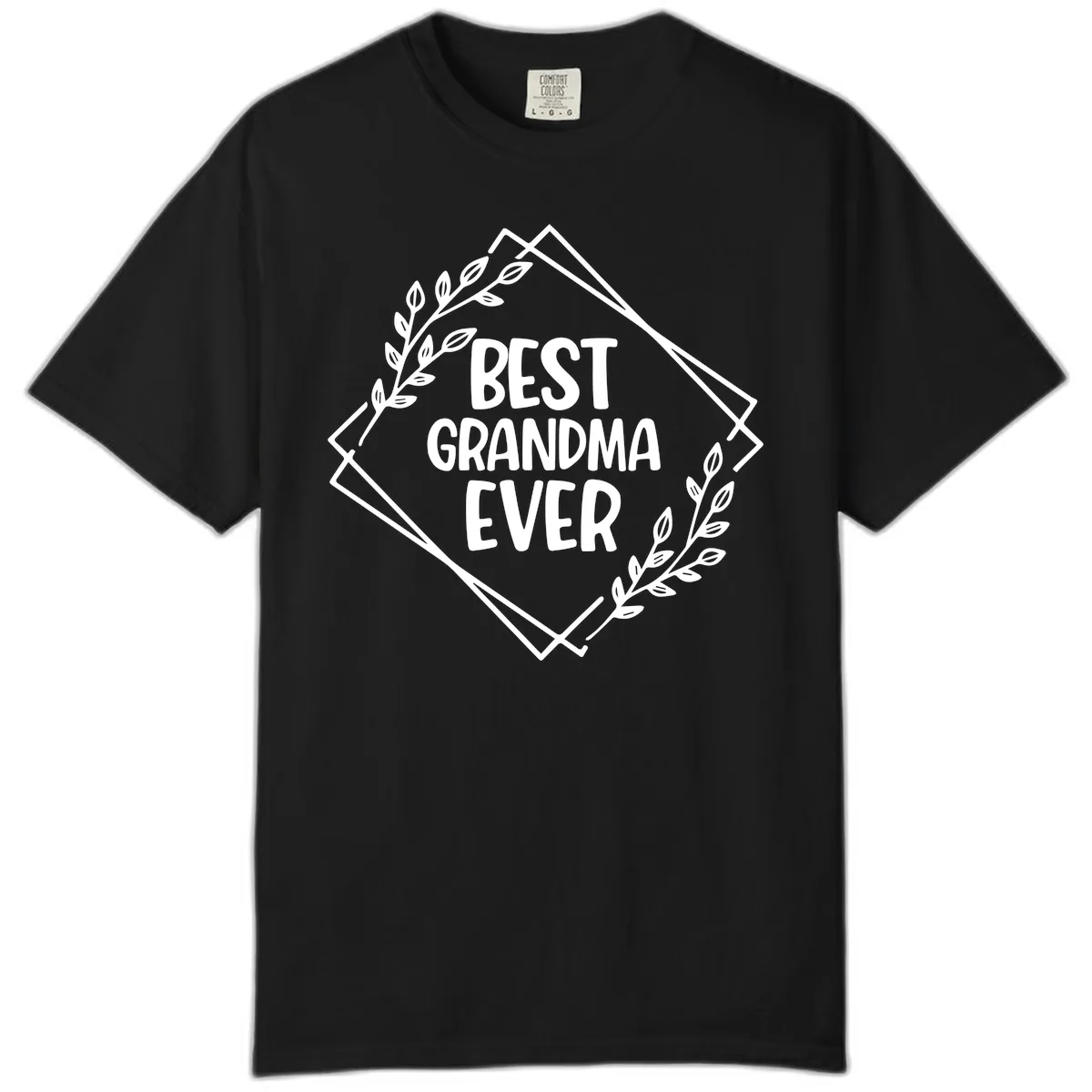 Best Grandma Ever Floral Frame Comfort Color in Black