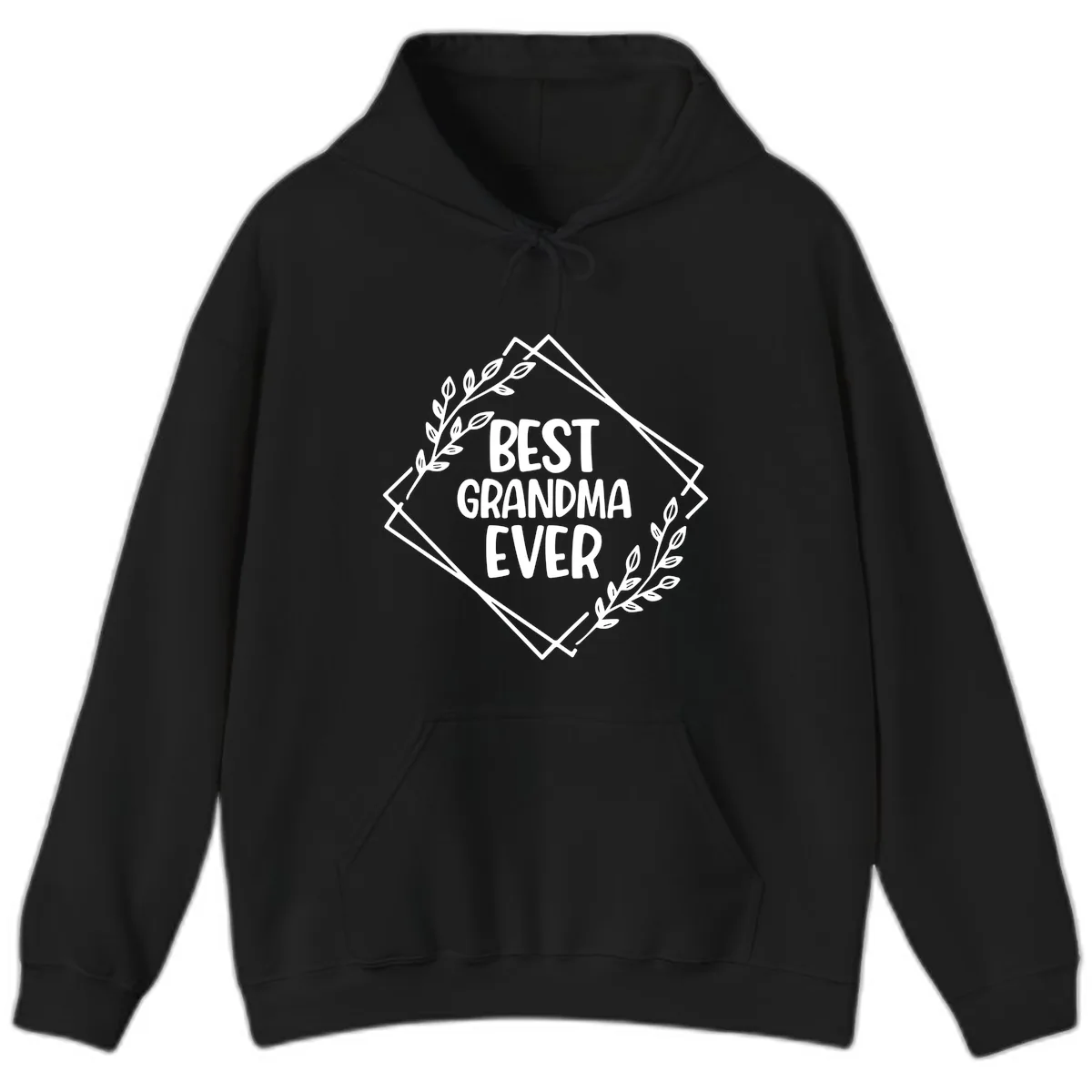 Best Grandma Ever Floral Frame Hoodie in Black