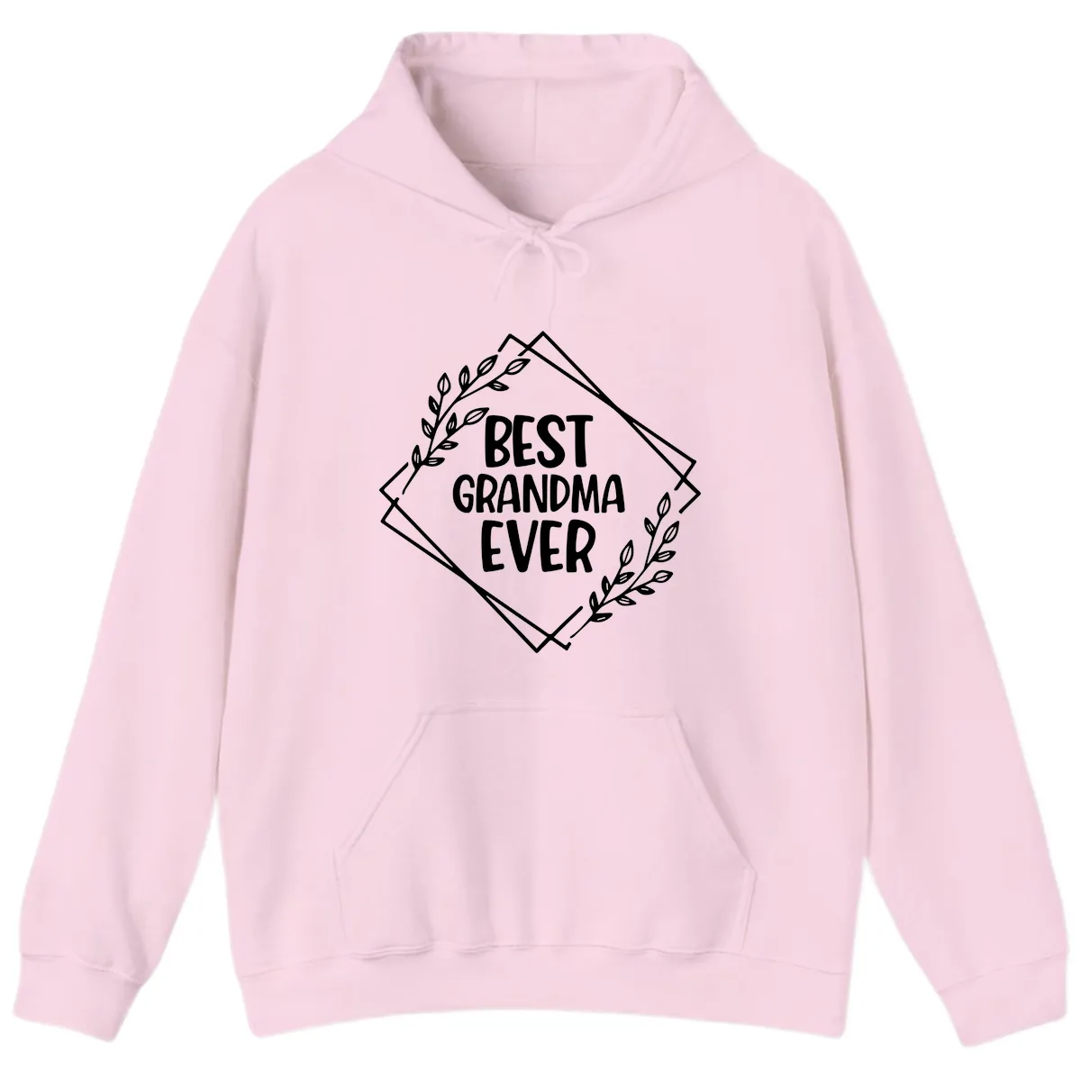 Best Grandma Ever Floral Frame Hoodie in Light Pink