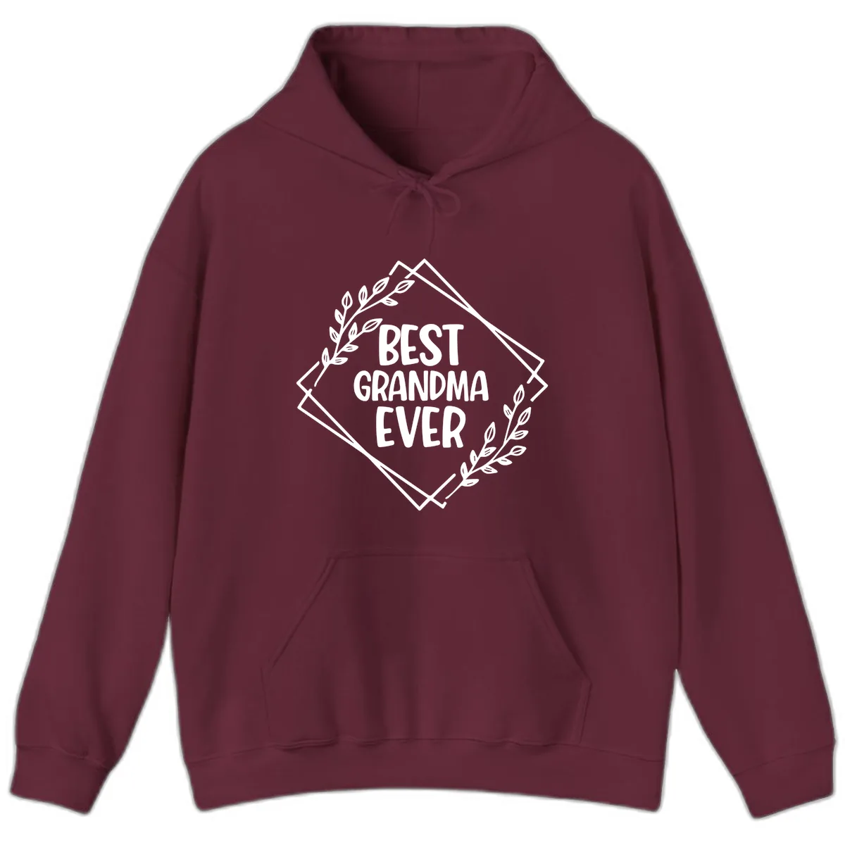 Best Grandma Ever Floral Frame Hoodie in Maroon