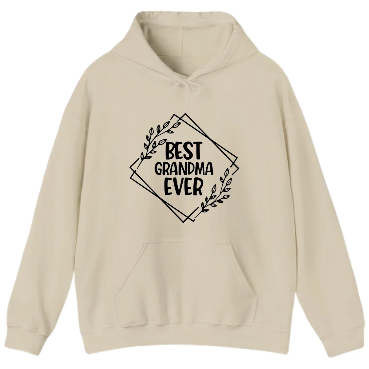 Best Grandma Ever Floral Frame Hoodie in Sand