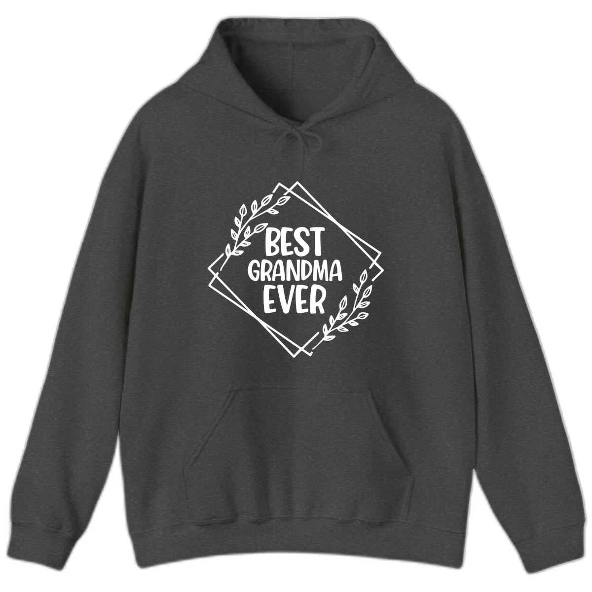 Best Grandma Ever Floral Frame Hoodie in Dark Heather