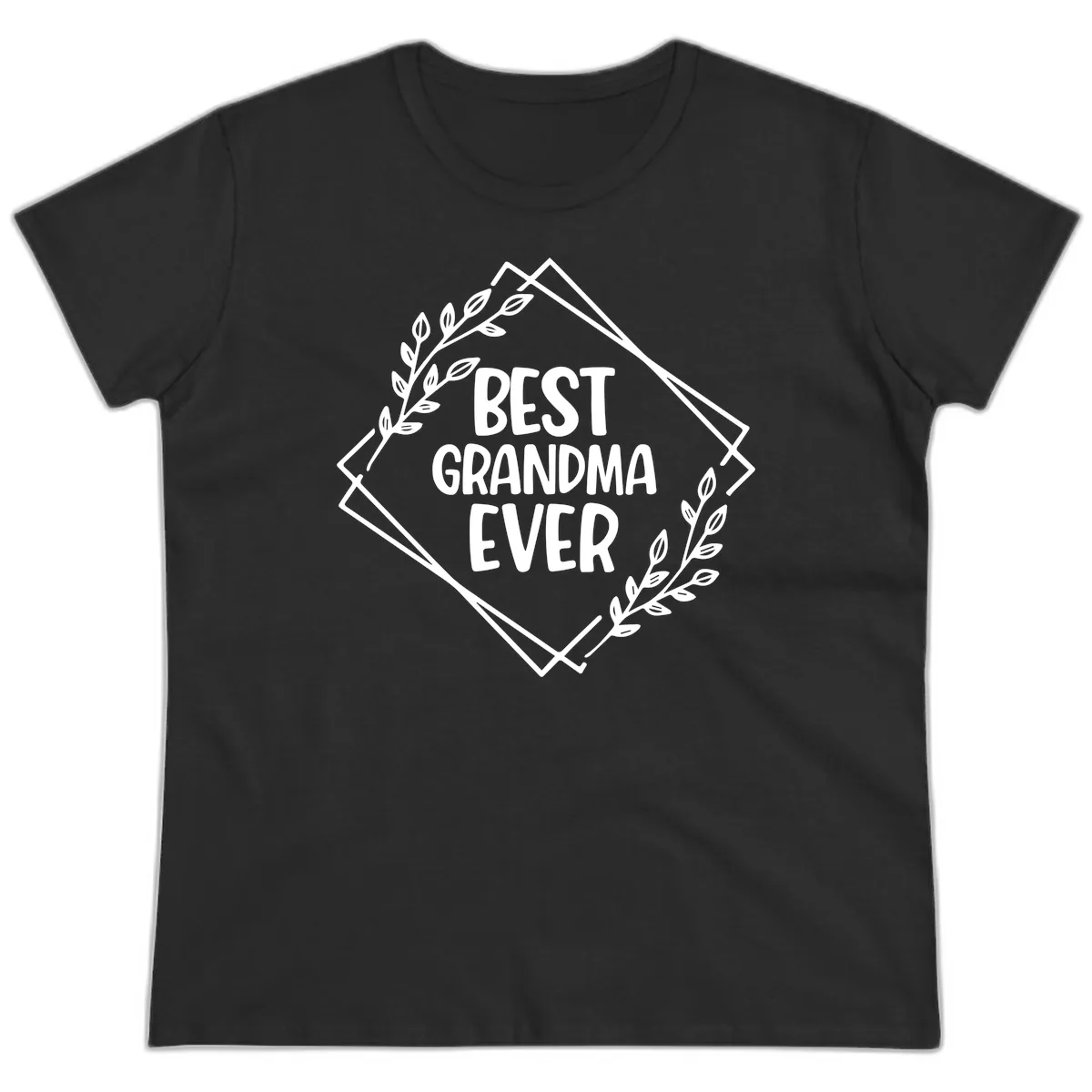 Best Grandma Ever Floral Frame Ladies Tee in Black