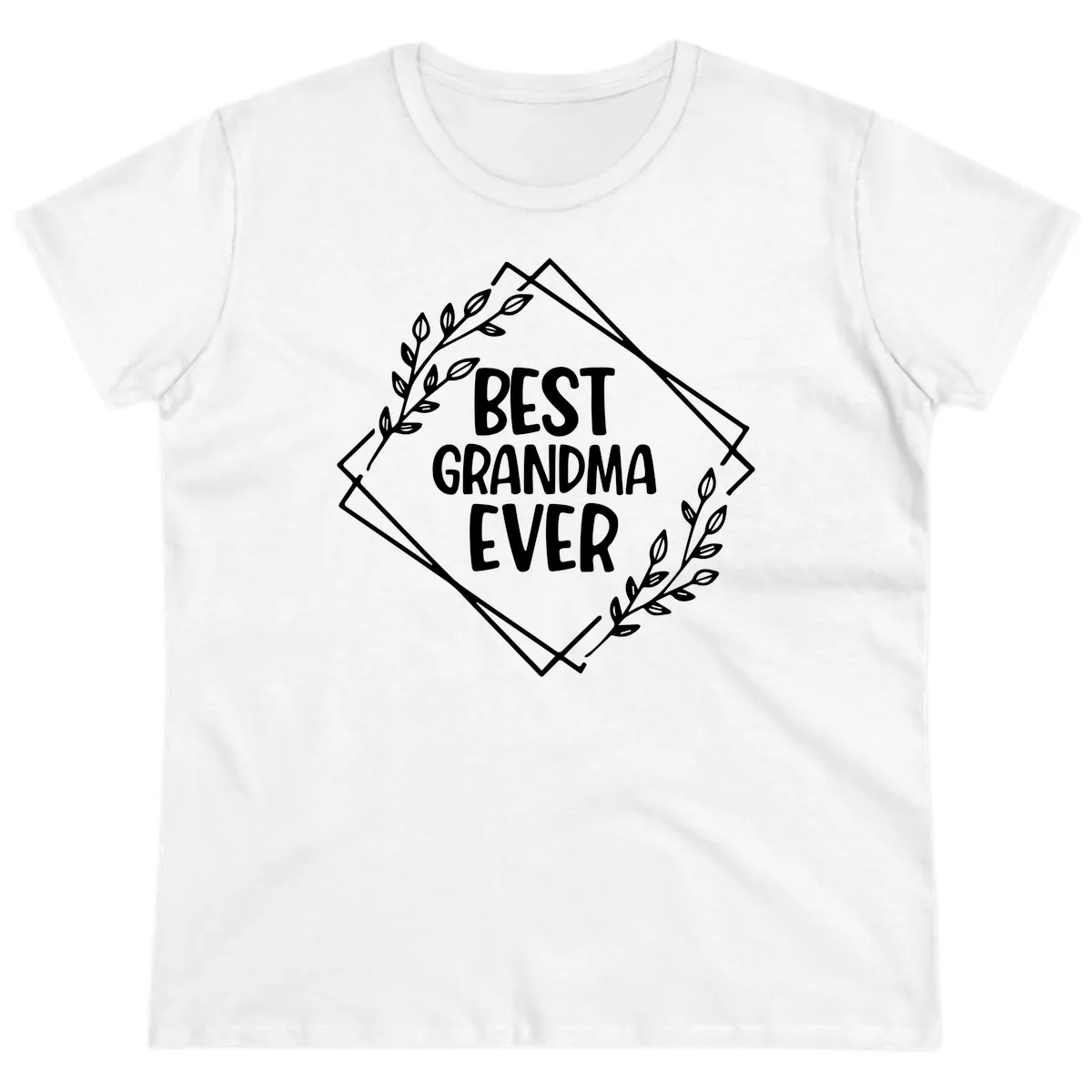 Best Grandma Ever Floral Frame Ladies Tee in White
