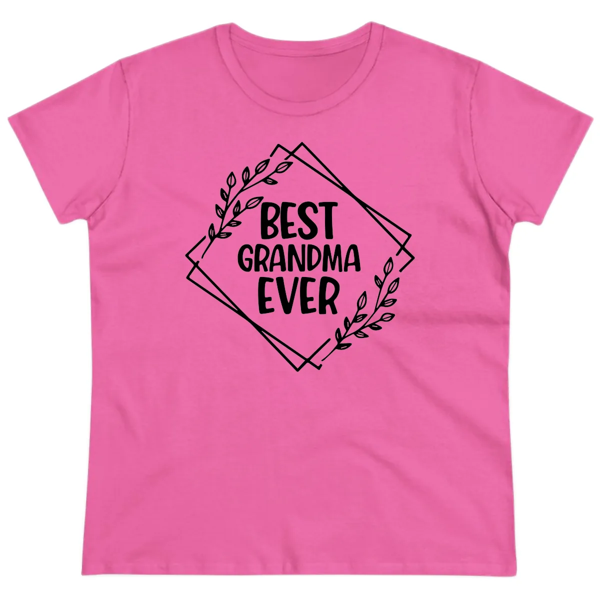 Best Grandma Ever Floral Frame Ladies Tee in Azalea
