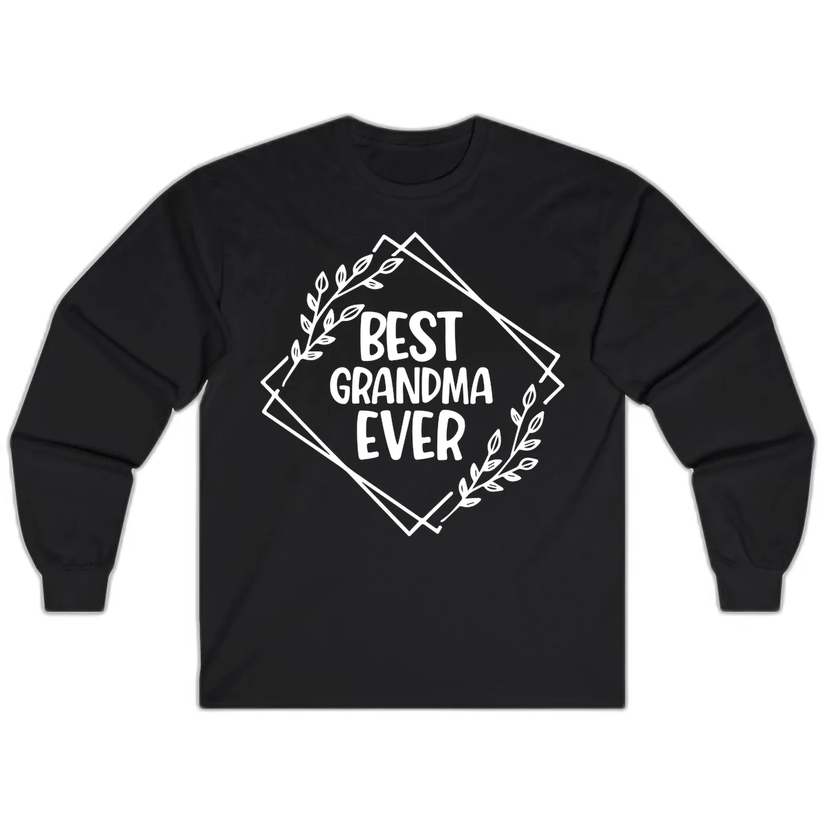 Best Grandma Ever Floral Frame Long Sleeve in Black