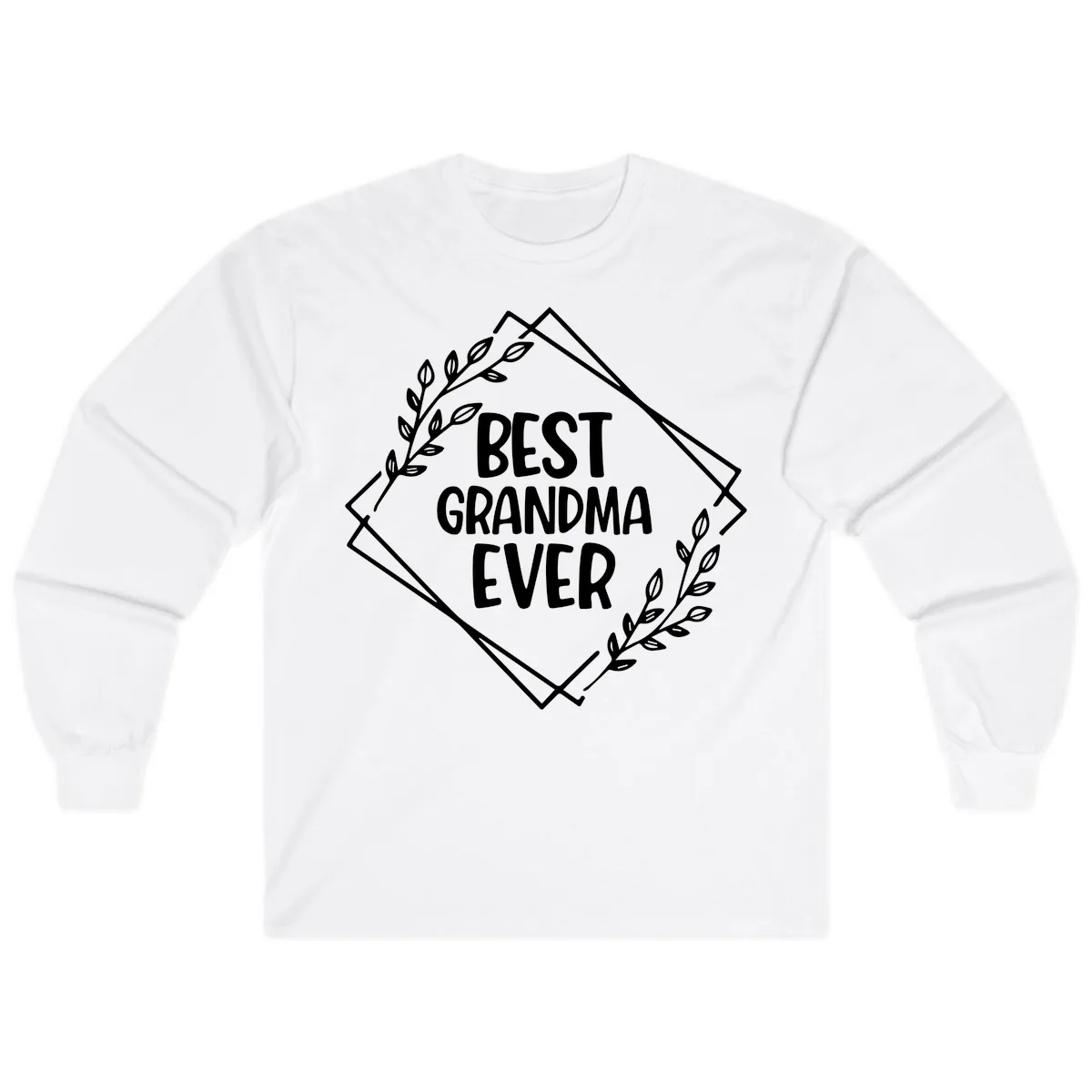 Best Grandma Ever Floral Frame Long Sleeve in White