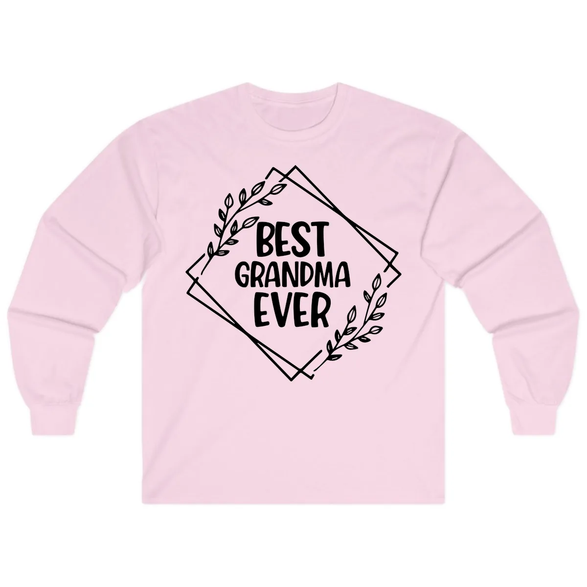 Best Grandma Ever Floral Frame Long Sleeve in Light Pink