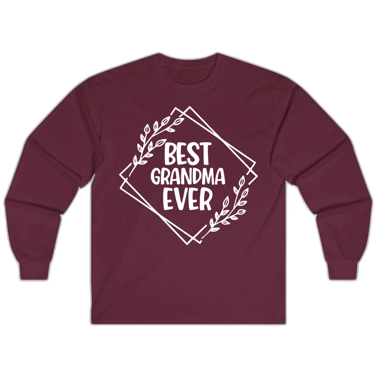 Best Grandma Ever Floral Frame Long Sleeve in Maroon