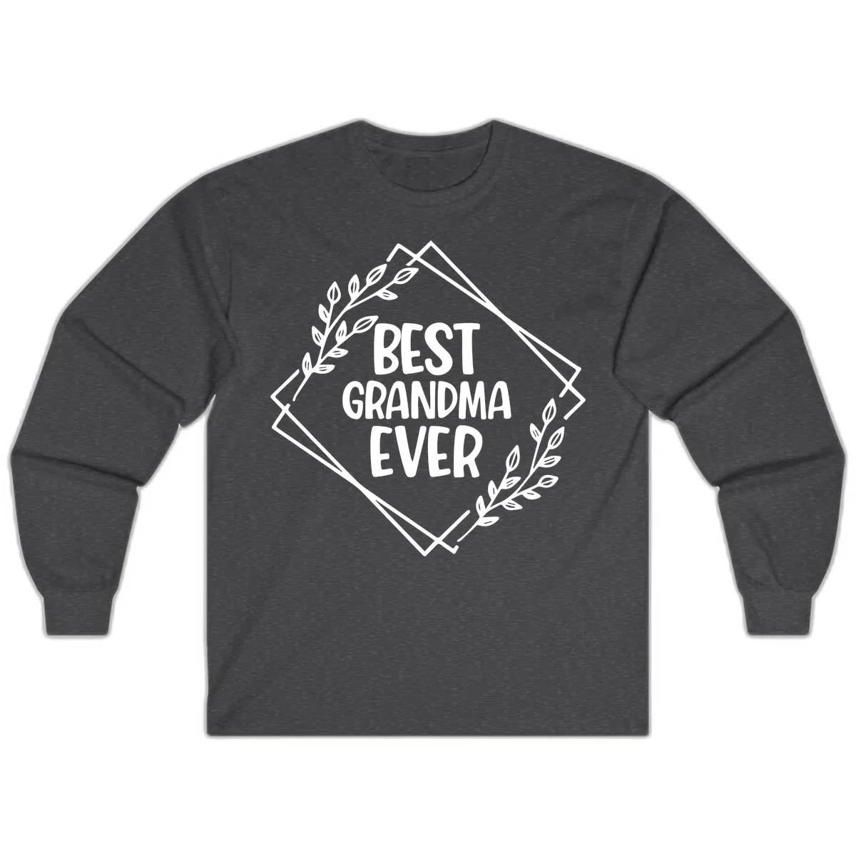 Best Grandma Ever Floral Frame Long Sleeve in Dark Heather
