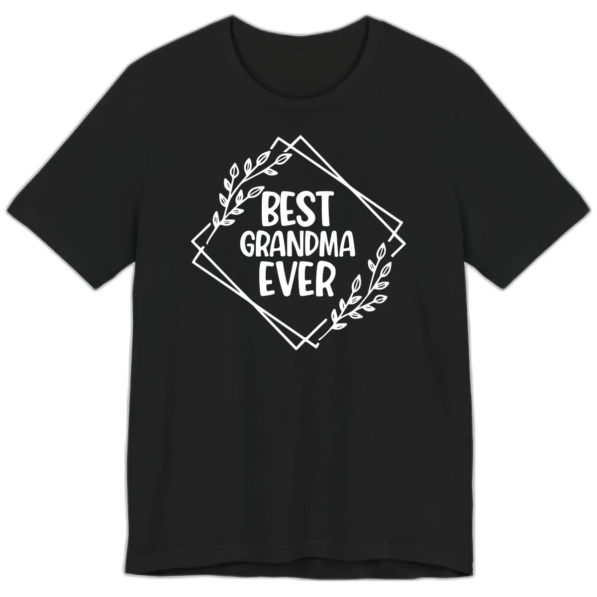 Best Grandma Ever Floral Frame Premium T-Shirt in Black