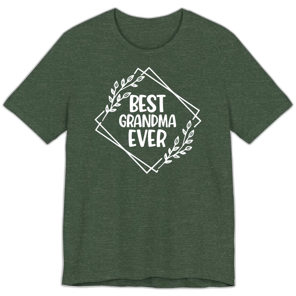 Best Grandma Ever Floral Frame Premium T-Shirt in Heather Forest