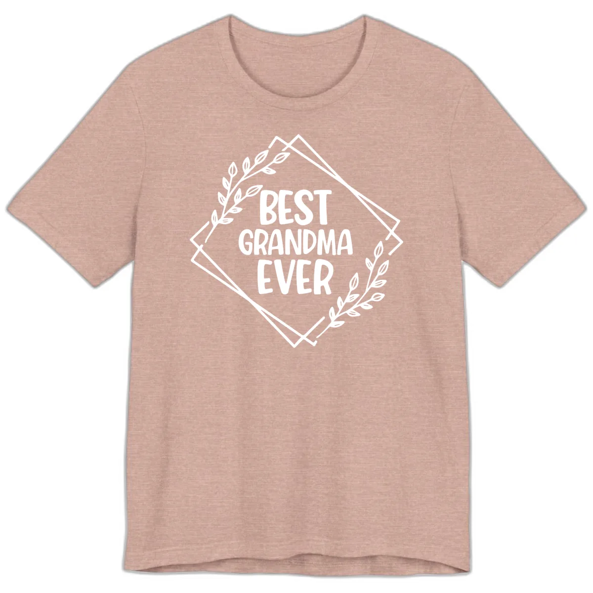 Best Grandma Ever Floral Frame Premium T-Shirt in Heather Prism Peach