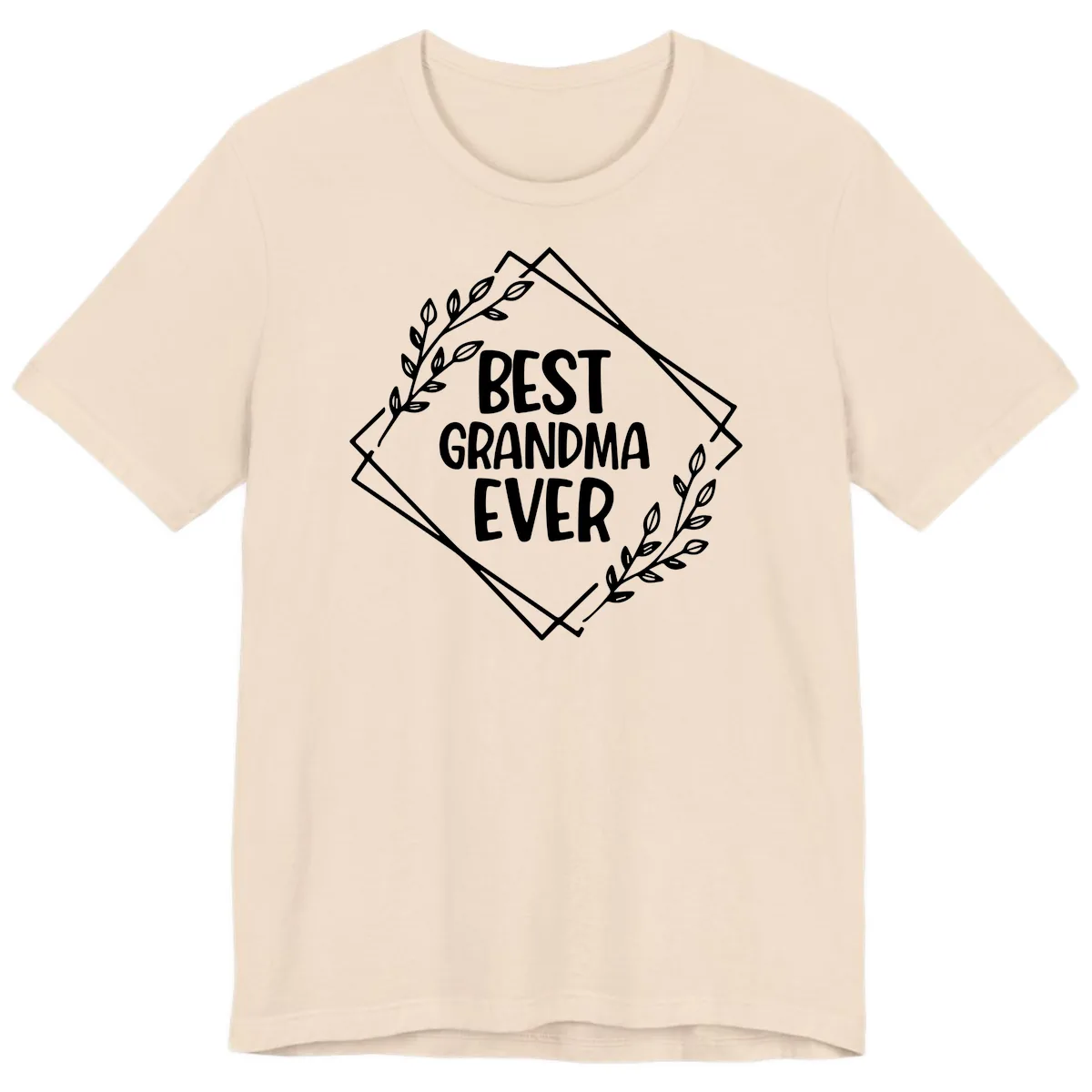 Best Grandma Ever Floral Frame Premium T-Shirt in Soft Cream