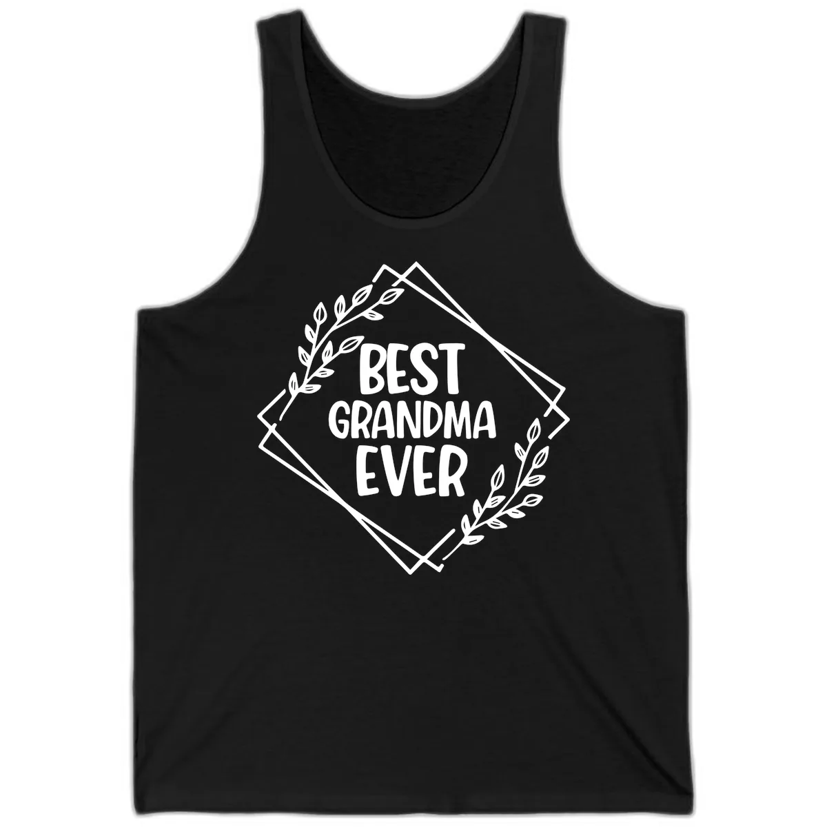 Best Grandma Ever Floral Frame Tank in Black