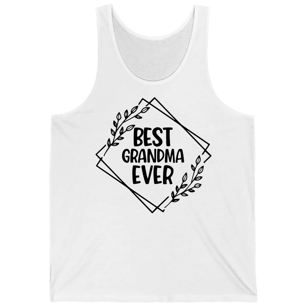 Best Grandma Ever Floral Frame Tank in White