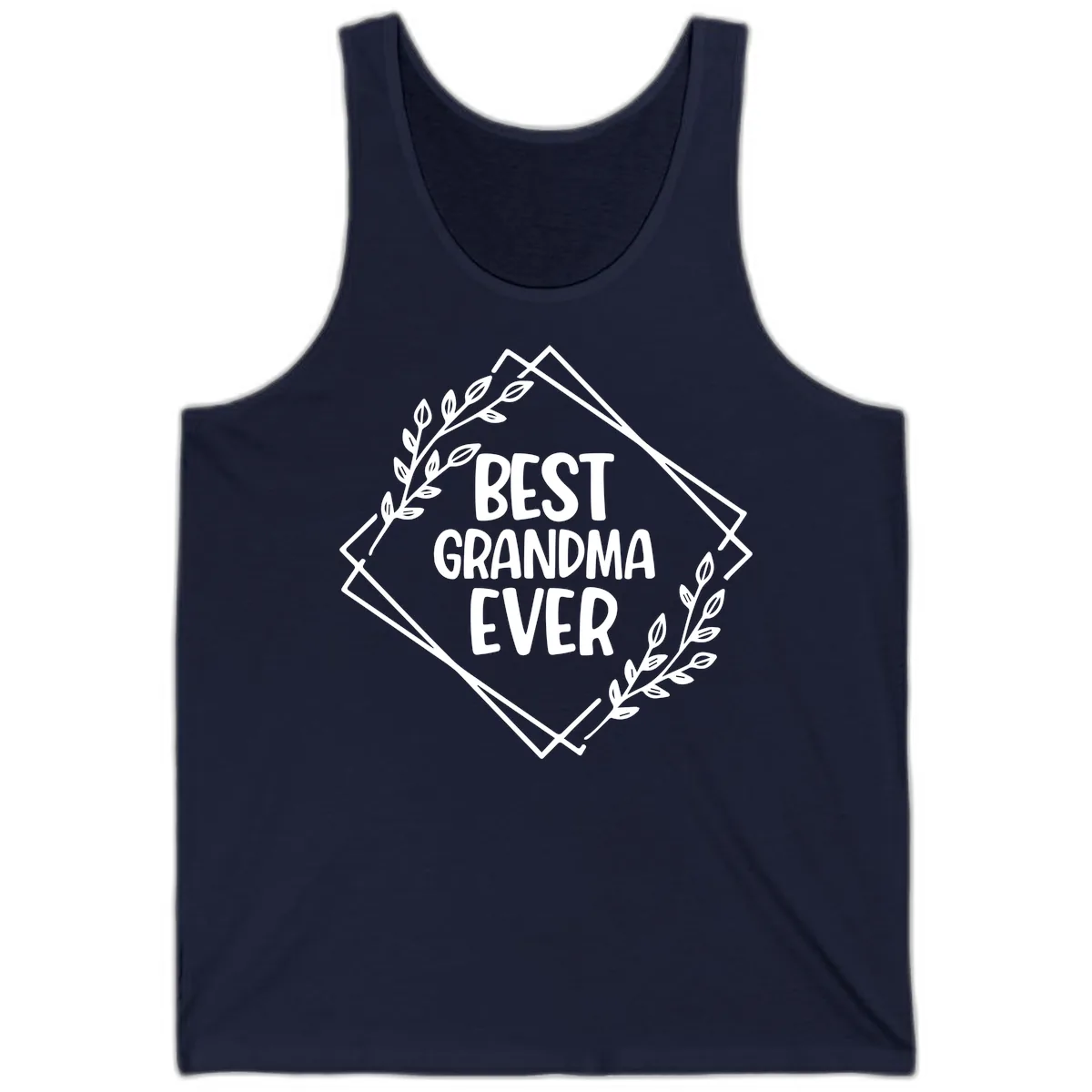 Best Grandma Ever Floral Frame Tank in Navy