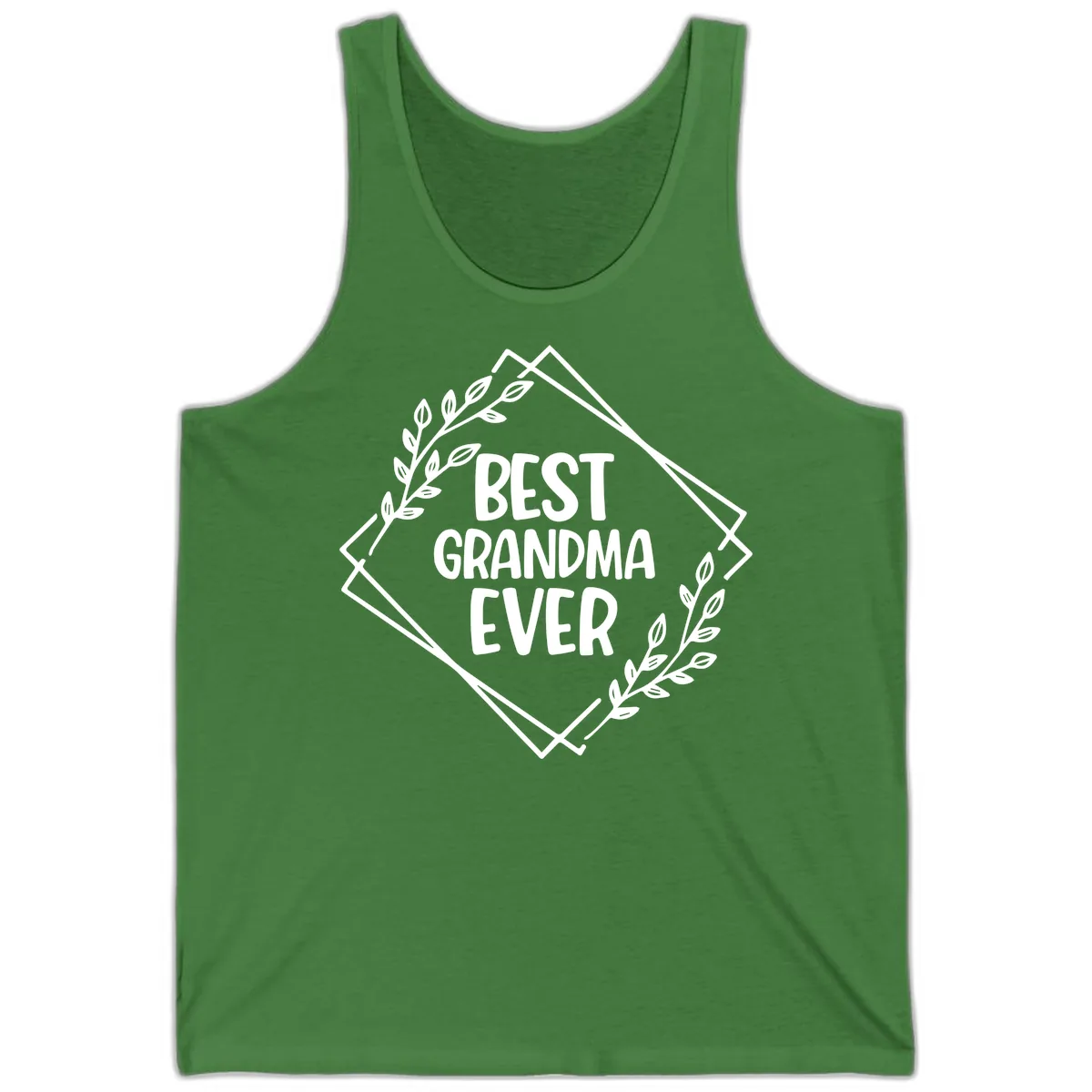 Best Grandma Ever Floral Frame Tank in Leaf