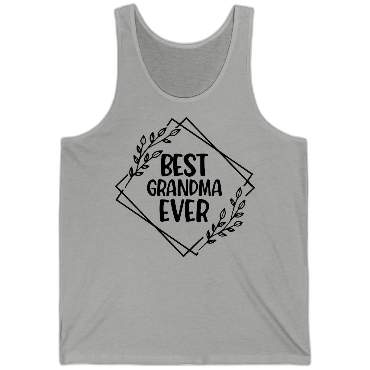 Best Grandma Ever Floral Frame Tank in Athletic Heather