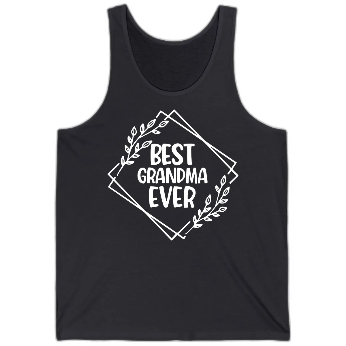 Best Grandma Ever Floral Frame Tank in Dark Grey